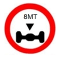 NO ENTRY FOR VEHICLES HAVING AXLE LOAD EXCEEDING 8 METRIC TONNES
